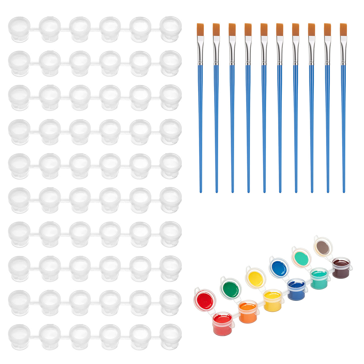 JJUNW 60pcs Paint Pots with Lid, Pots Empty Paint Strips with 10pcs Brushes