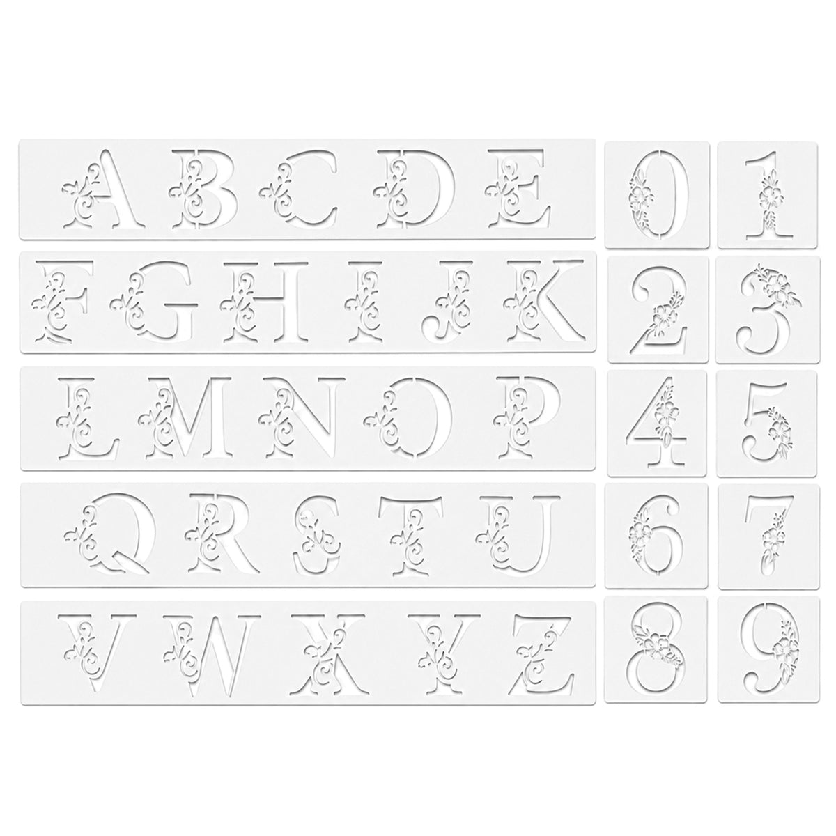Yaunchu 36 Pcs Floral Letter Stencils with Number for Painting