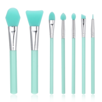 cobee 7 Pcs Silicone Brush Applicator Kit, Silicone Paint Brush Makeup Brush, Face Mask Applicator Jelly Brush Eye Cream Applicator Tool for Sleeping Mask, Mud Mask, Body Lotion And Body Butter(Green)
