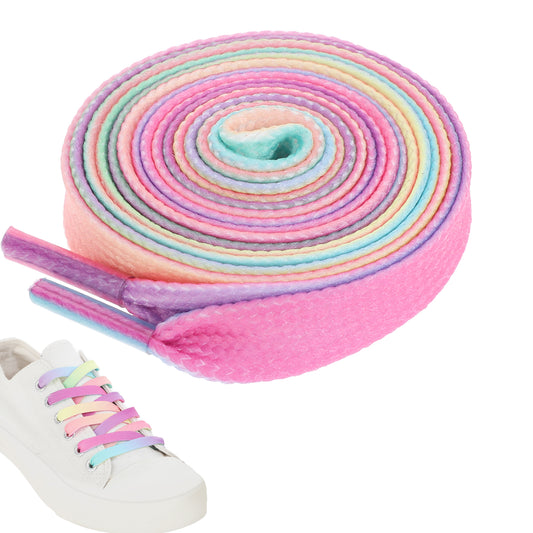 Bewudy 4 Pairs of Colorful Rainbow Shoelaces, Long Rainbow Shoelaces for Sneakers, Flat Shoelaces for Adult Sneakers 120cm Colorful Shoelaces Flat Rainbow Gradient Shoe Laces