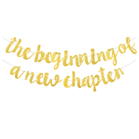 DOPENSPI The Beginning of A New Chapter Banner, Glitter The Beginning of A New Chapter Decorations Happy Retirement Congratulations Banner House Warming News Job Divorce Party Decoration(Gold)