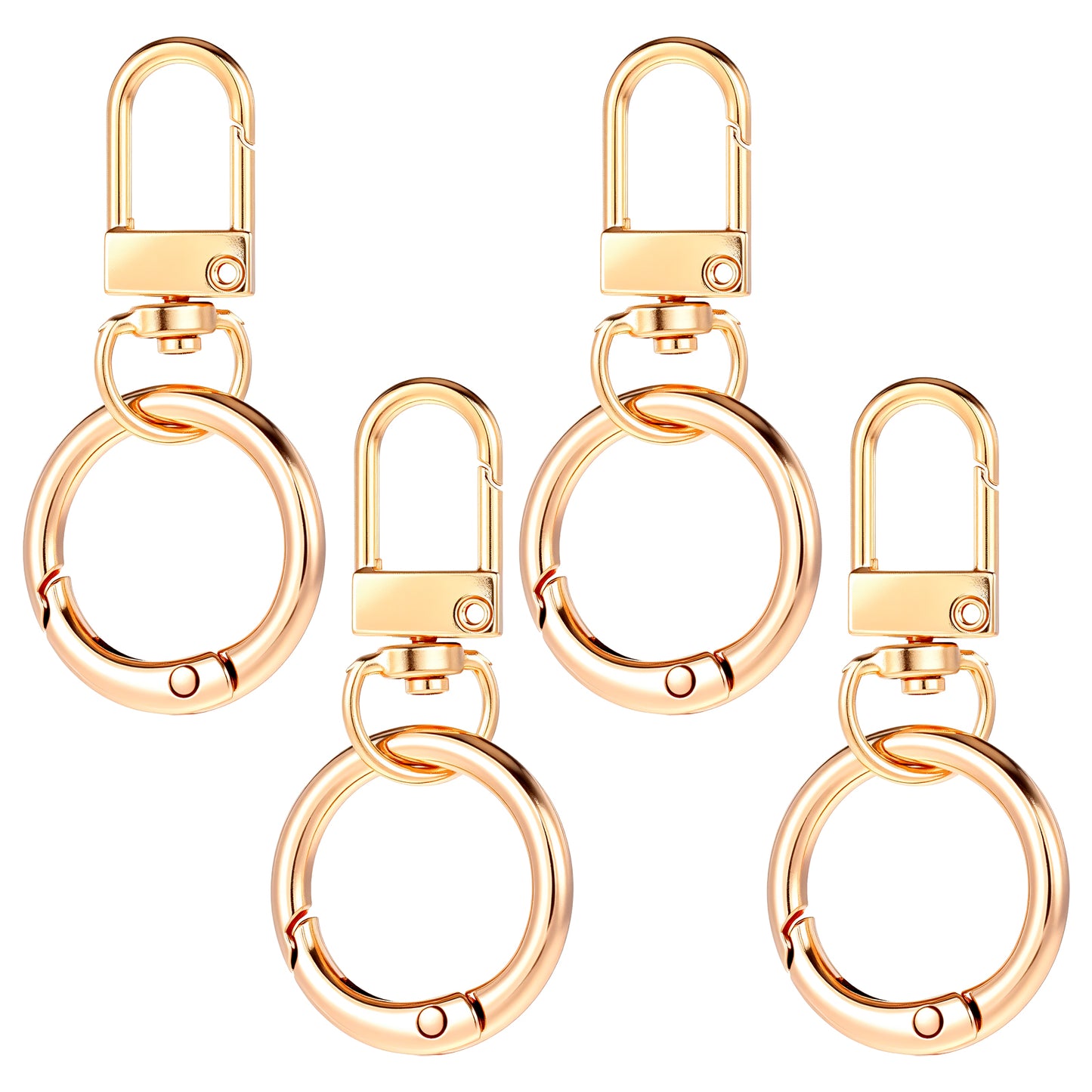 HJZHII Double Opening Swivel Clasp Clips, Metal Swivel Spring Snap Heavy Duty Push Hook Snap Jewelry Clasps Keychain Ring Hooks for Purses DIY Crafts Jewelry Clasps Lanyard Making(Gold)