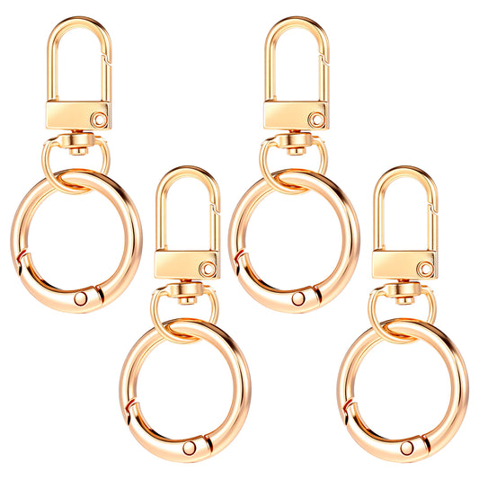 HJZHII Double Opening Swivel Clasp Clips, Metal Swivel Spring Snap Heavy Duty Push Hook Snap Jewelry Clasps Keychain Ring Hooks for Purses DIY Crafts Jewelry Clasps Lanyard Making(Gold)
