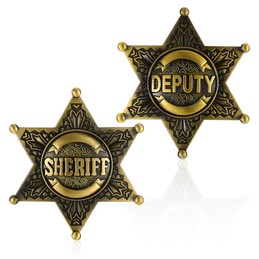 Amaxiu Sheriff and Deputy Badge, Metal Western Sheriff Deputy Star Pin Brooch for Adult Costume Role Play, Vintage Sheriff's Badges for Party Decor, Car Sheriffs Badge Accessory