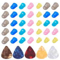 JIYIN 35Pcs Guitar Finger Protectors Silicone Fingertip Protectors for Guitar Players, 5 Sizes Anti-Slip Fingertip Protector with 5 Random Color 5mm Picks for Playing Ukulele Guitars(MultiColors)