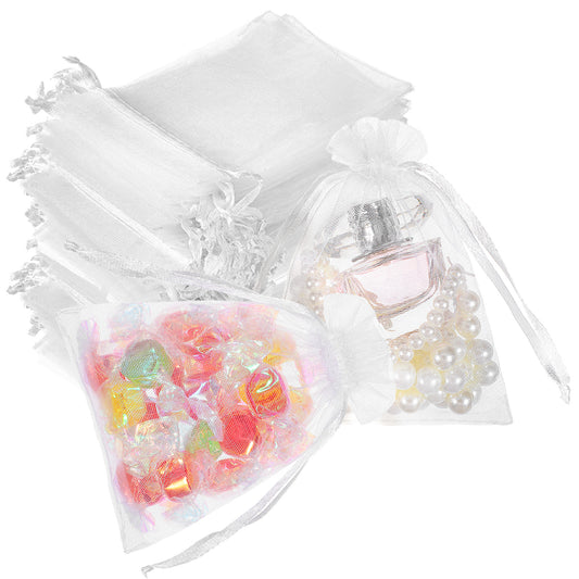 LXUEJIE 80 Pcs Organza Bags, 4 x 6 inch Small Mesh Bags with Drawstring Mesh Gift Bag forJewelry Makeup Candy Wedding Favour Gift Bag White Jewelry Gifts Pouches for Wedding Party Festival