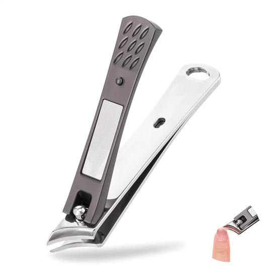 HJZHII Ingrown Nail Clipper, Heavy Duty Stainless Steel Nail Clippers Slanted Blade Ingrown Toenail Clippers Straight Fingerail Cutter Toenail Buffer for Seniors Men Thick Nails