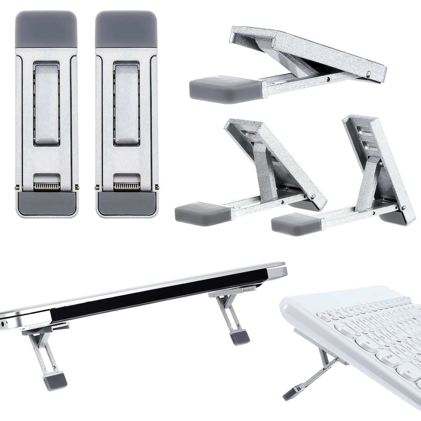 AOZUO 2pcs Portable Keyboard Riser, Mini Laptop Stand for Desk Three Tilt Angle Adjustable Foldable Laptop Riser Self-Adhesive Computer Stand Keyboard Riser Feet for Most Keyboards(Color A)