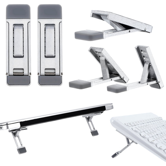 AOZUO 2pcs Portable Keyboard Riser, Mini Laptop Stand for Desk Three Tilt Angle Adjustable Foldable Laptop Riser Self-Adhesive Computer Stand Keyboard Riser Feet for Most Keyboards(Color A)