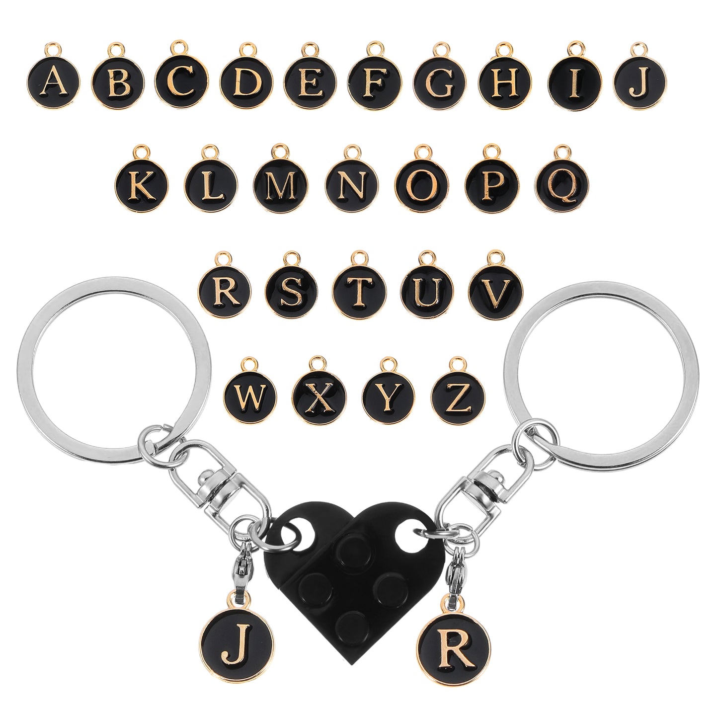 AOZUO Lego Heart Key Chain, Matching Keychains for Couples DIY Heart Keyring Brick Heart Key Chain Love Set Gift for Lovers Boyfriend Girlfriend Valentine Day Anniversary Stuff Christmas Birthday