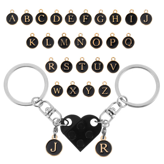 AOZUO Lego Heart Key Chain, Matching Keychains for Couples DIY Heart Keyring Brick Heart Key Chain Love Set Gift for Lovers Boyfriend Girlfriend Valentine Day Anniversary Stuff Christmas Birthday