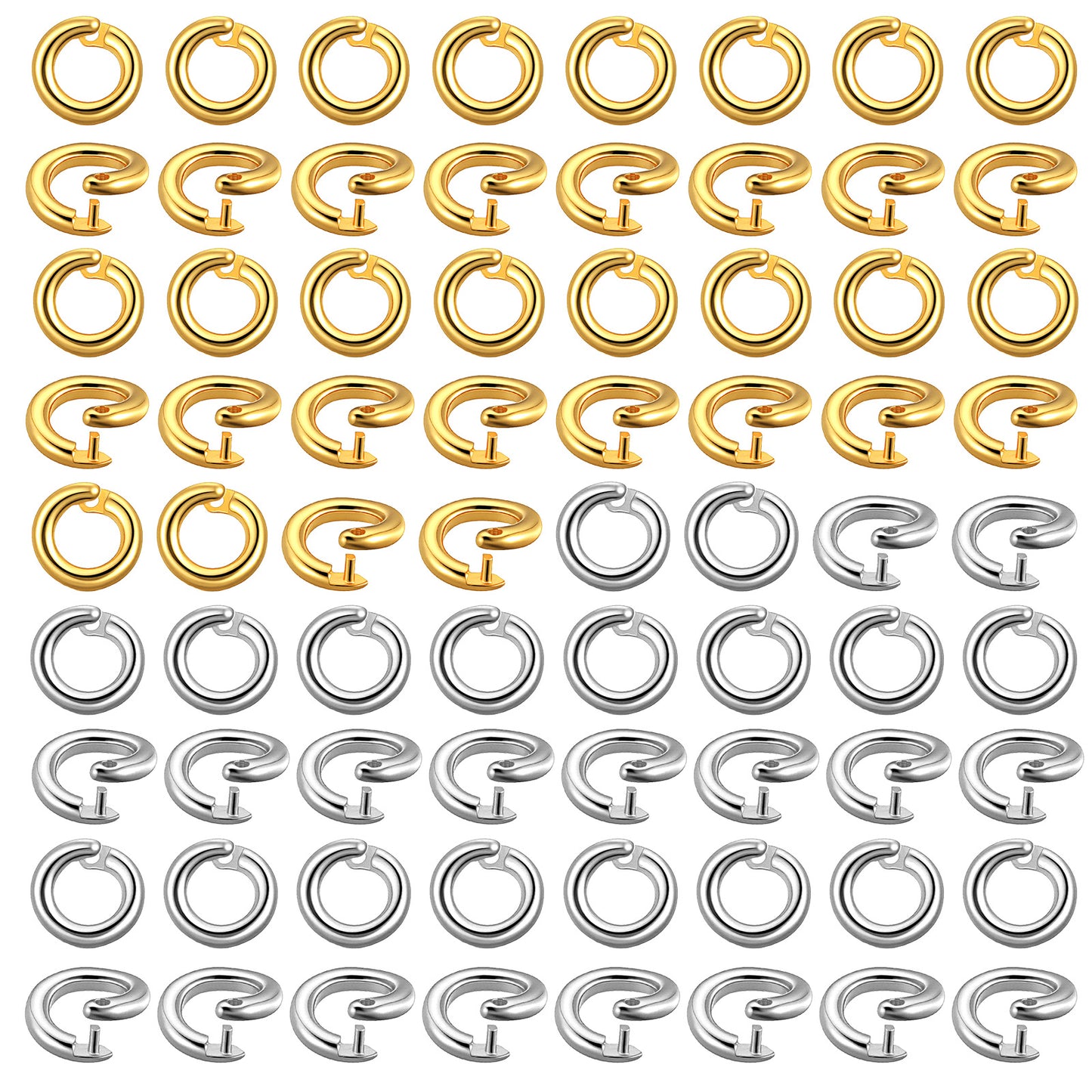 Molain 60Pcs Locking Jump Rings, OD 5.5mm ID 3mm Open End Connector Rings Split Jump Ring Open O Ring for DIY Crafts Jewelry Making Necklaces Bracelets Charms