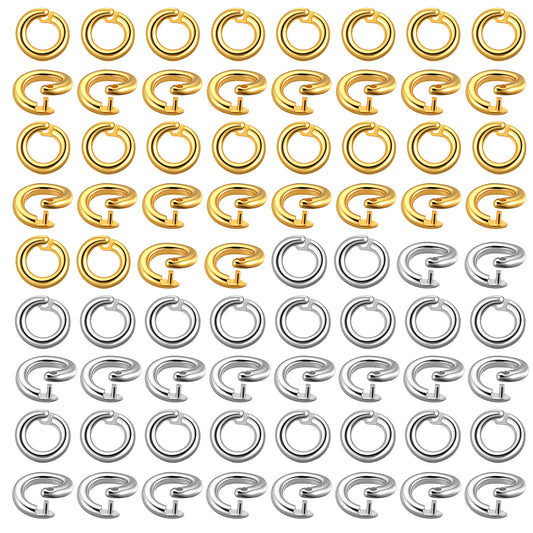Molain 60Pcs Locking Jump Rings, OD 5.5mm ID 3mm Open End Connector Rings Split Jump Ring Open O Ring for DIY Crafts Jewelry Making Necklaces Bracelets Charms