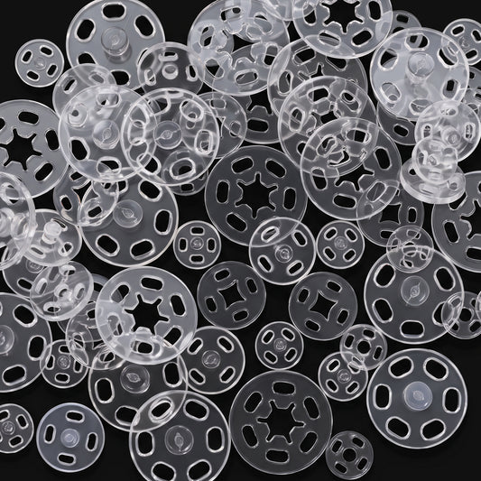 JIYIN Plastic Clear Snaps, Invisible Sew-on Snap Buttons(7.5+10+15mm)