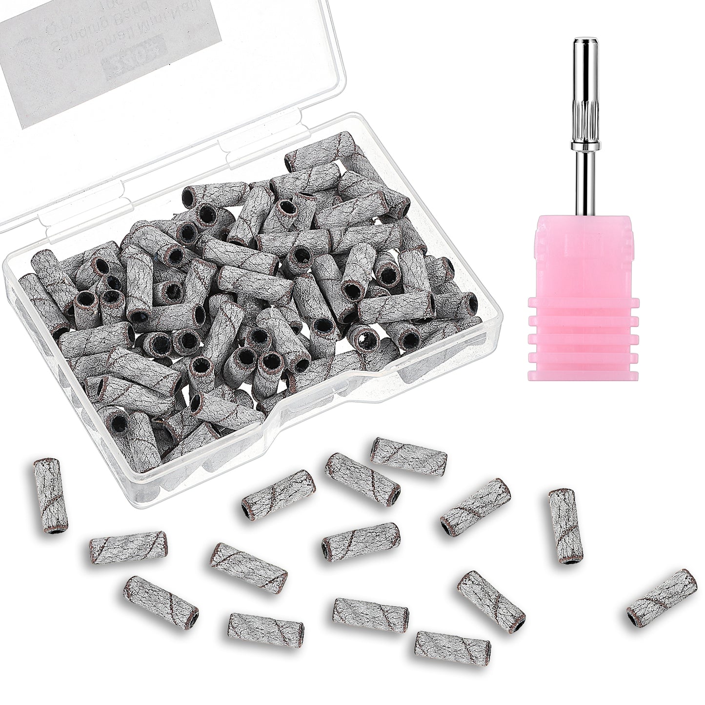 JIEYAO 100Pcs Nail Drill Bits Small Sanding Bands, 180# Fine Grit Nail File Sanding Band, Mini Cuticle Sanding Files with 3.1mm Mandrel Bit Mini Mandrel Nail Bit Set for Manicures & Pedicure(#180)