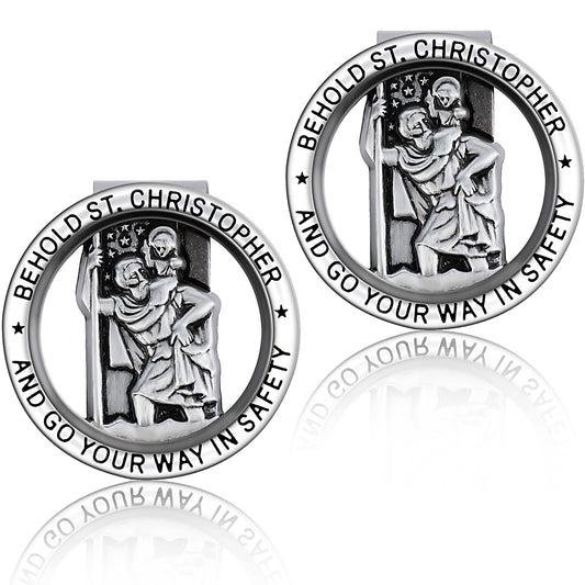 Molain Christopher Medal for Car, Car Saint Visor Clip Catholic Bless Driving Safety Round St Badge Auto Sun Accessories(2 Pack), Gray, (543323_1-LYJ-1)