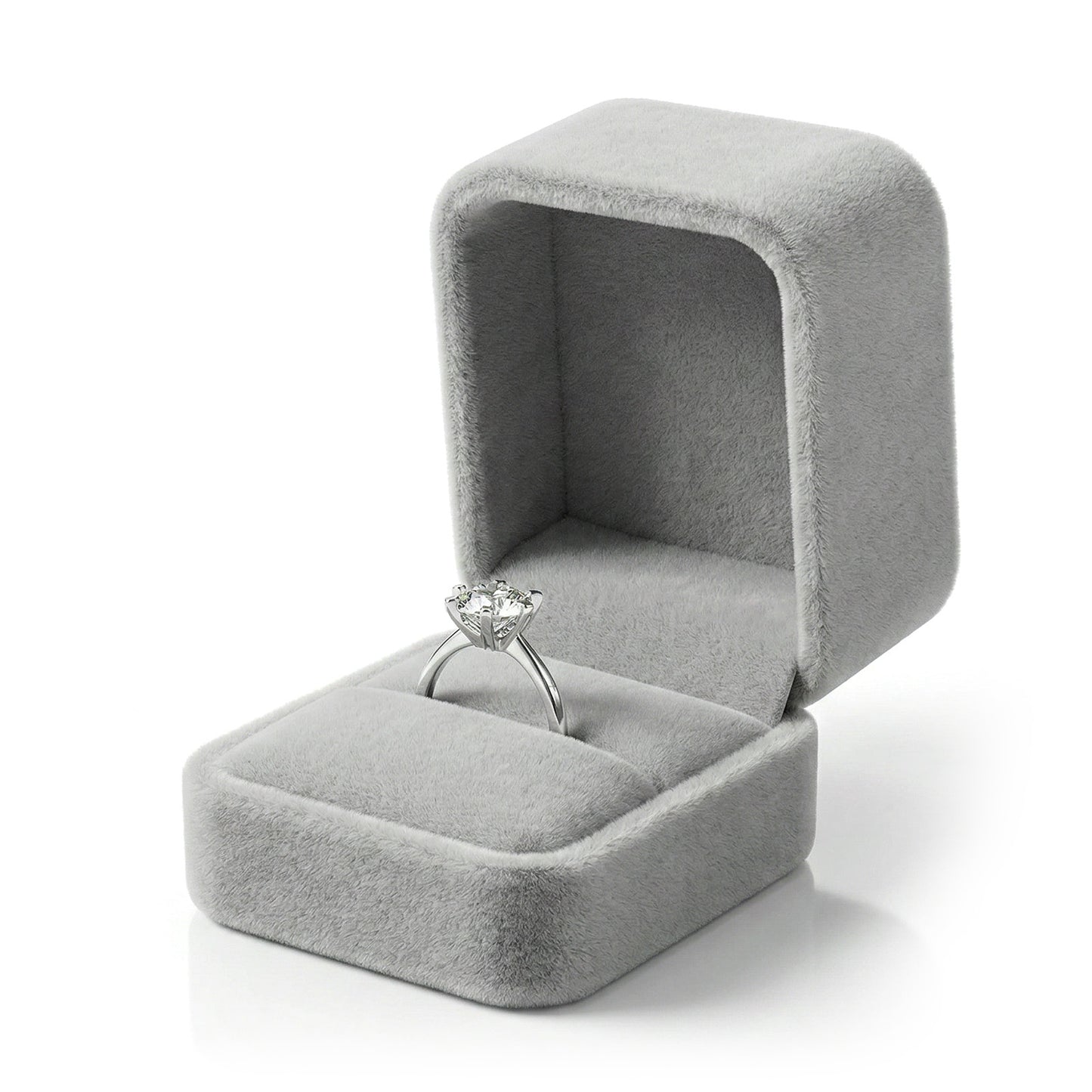 Amaxiu Velvet Ring Box Engagement Ring Boxes - Premium Jewelry Gift Box for Wedding, Proposal, Engagement Ceremony Gift(Light Gray)
