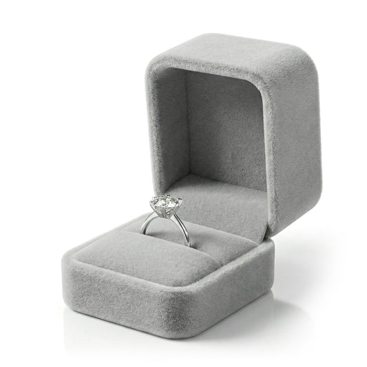 Amaxiu Velvet Ring Box Engagement Ring Boxes - Premium Jewelry Gift Box for Wedding, Proposal, Engagement Ceremony Gift(Light Gray)