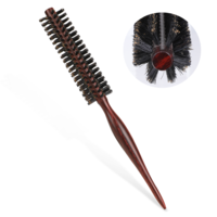 simarro Small Round Head Hair Brush, Boar Bristle Brush, Soft Natural Bristles with Wooden Handle, Suitable for Short Hairs, Fine Hairs Drying, Styling, Men's Beard Brushes, Restore Hair Shine