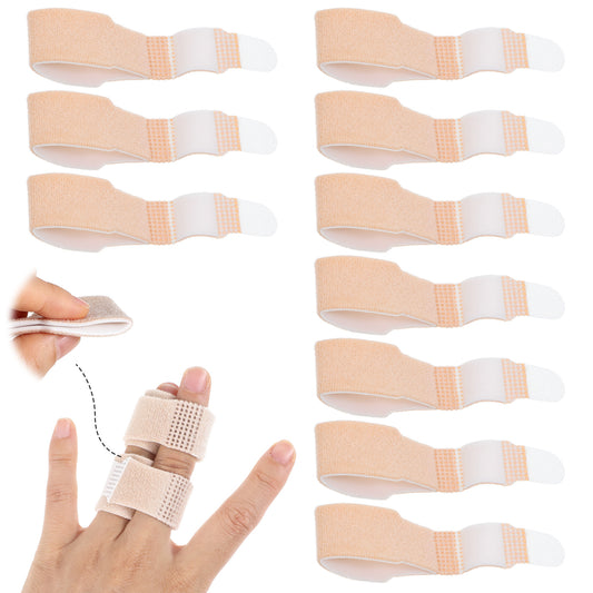 JIEYAO 10 Pcs Finger Splint Buddy Straps, Finger Loops Tapes, Finger Tape Toe Wrap Flexible Cuttable Bunion Corrector Buddy Tape for Injured Finger Relief and Support Toe Strap Bandage