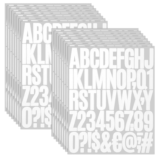 cobee 16 Sheets White Vinyl Letter Stickers, 2 Inch Self Adhesive Alphabet Numbers Sticker, Adhesive Waterproof Numbers Symbols Sticker for Home Decor Mailbox Window Notice Board