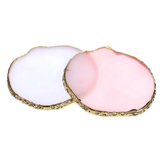 MBAIYO 2PCS Nail Art Palette, Resin Nail Plates Makeup Mixing Palettes Gilded Edge Polish Palette Irregularity Painting Mixed Color Palettes Display Board for DIY ManicureArt Design Makeup Foundation