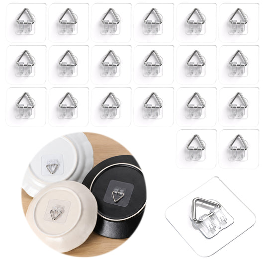 HJZHII Invisible Adhesive Plate Hangers, 2.3 Inch Invisible Vertical Plate Hangers Wall Plates Hanger for Display Vertical Adhesive Wall Plates Hanger for Hanging Decorative Walls Art Small Artwork