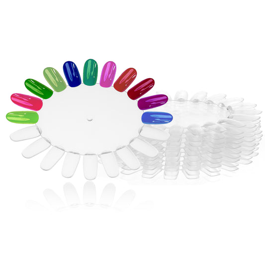 cobee 10 pcs nail swatch wheel, Clear nail swatch sticks color swatches, nail polish swatch color wheel for Nail Polish Color Show Nail Manicure Practice Sample(Roundness)