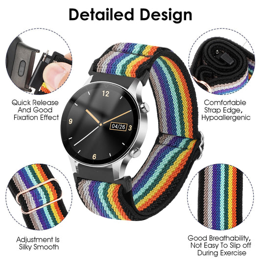 Andibro 3pcs Stretch Nylon Watchband, Adjustable Sport Watch Strap Braided Watch Band for Men Women(B,20mm)