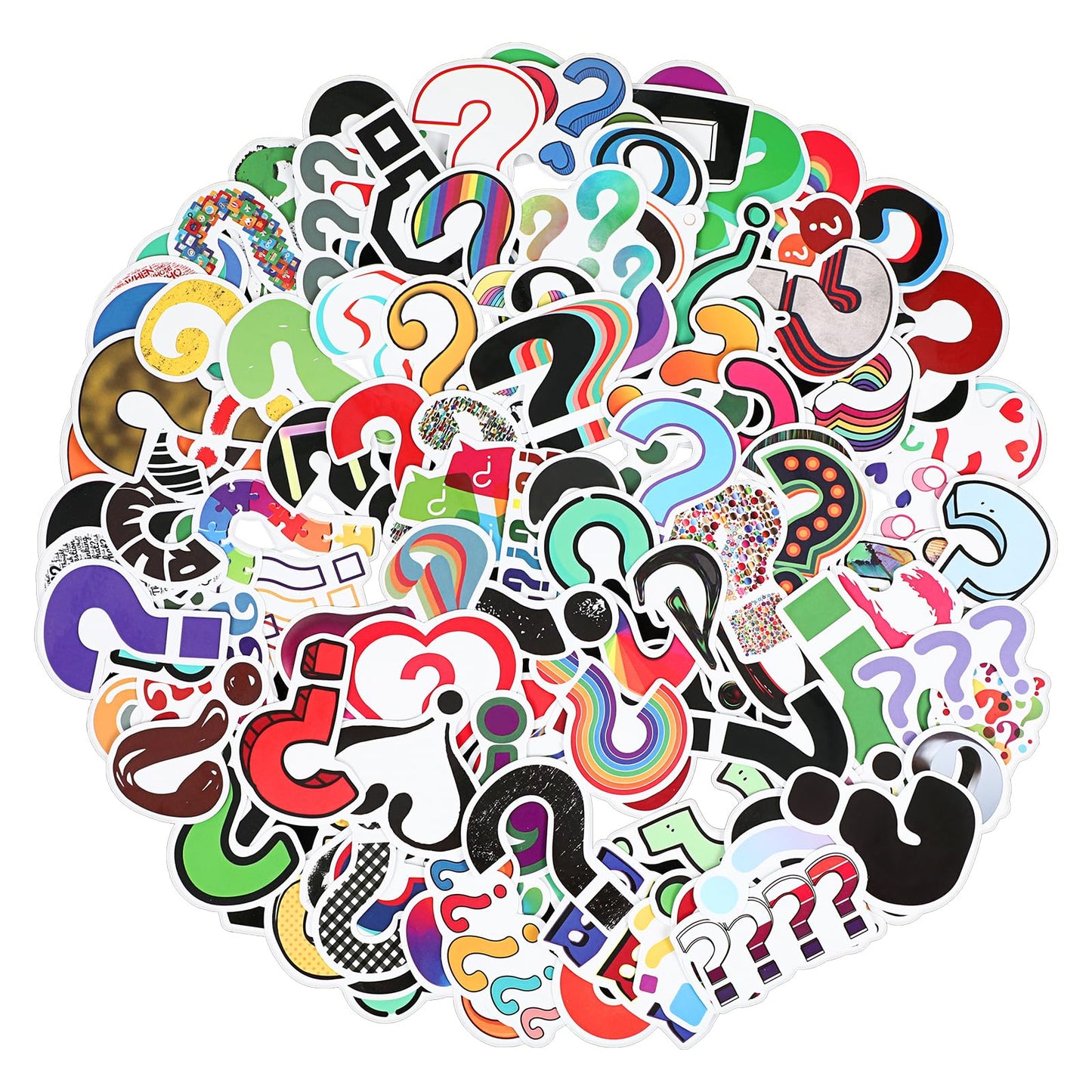 GEEHUA 120pcs Question Mark Stickers, Question Mark Waterproof Self Adhesive Vinyl Stickers for Question Marks Decal for Laptop Water Bottles Scrapbook Decals Gifts for Adults Teens Kids