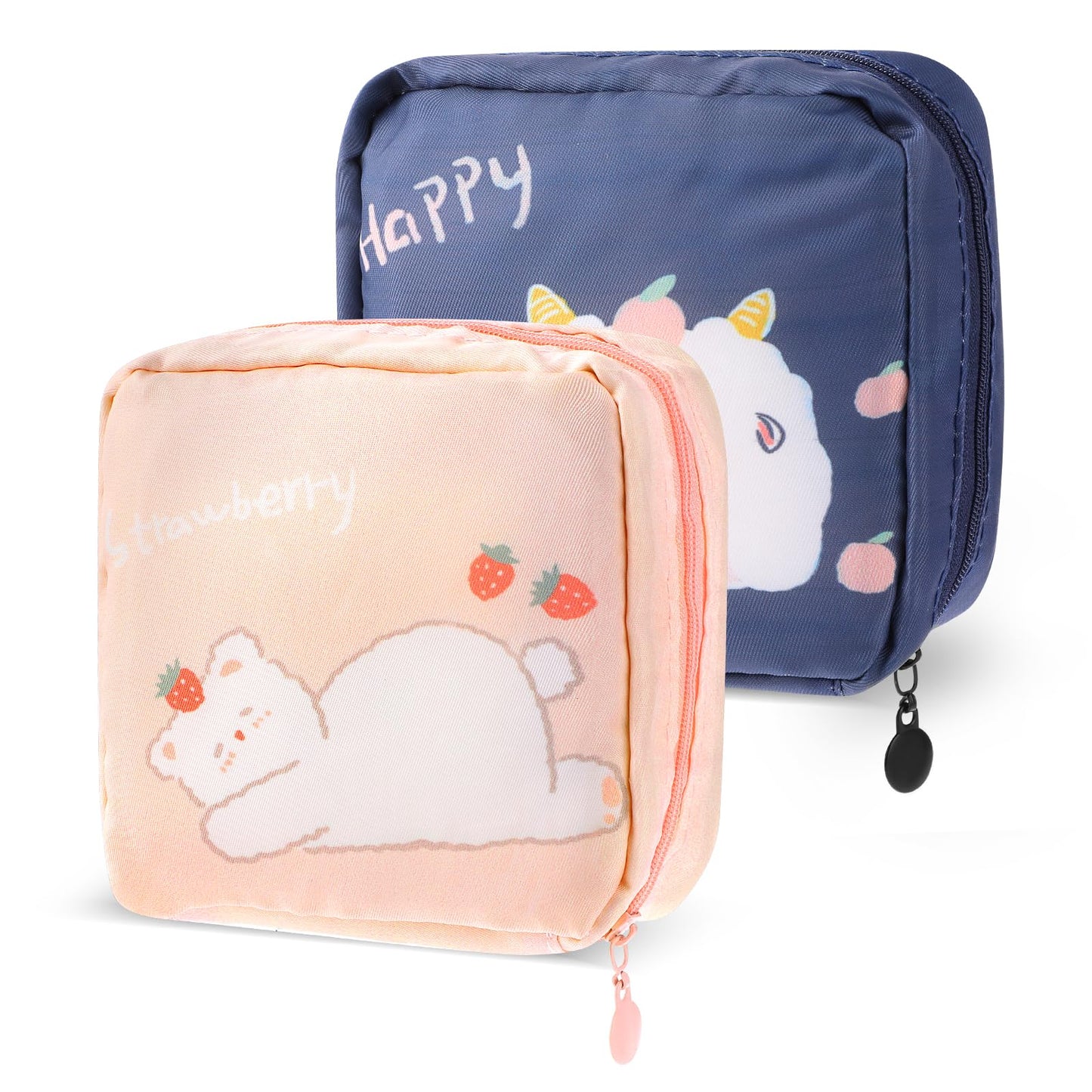 Andibro Cute Sanitary Napkin Storage Bag, 2Pcs Portable Menstrual Cup Pouch Period Holder Bag Menstruation First Period Bag Tampon Holder Pad Pouch Period Kit for Women Teen Girls School Supplies(A)