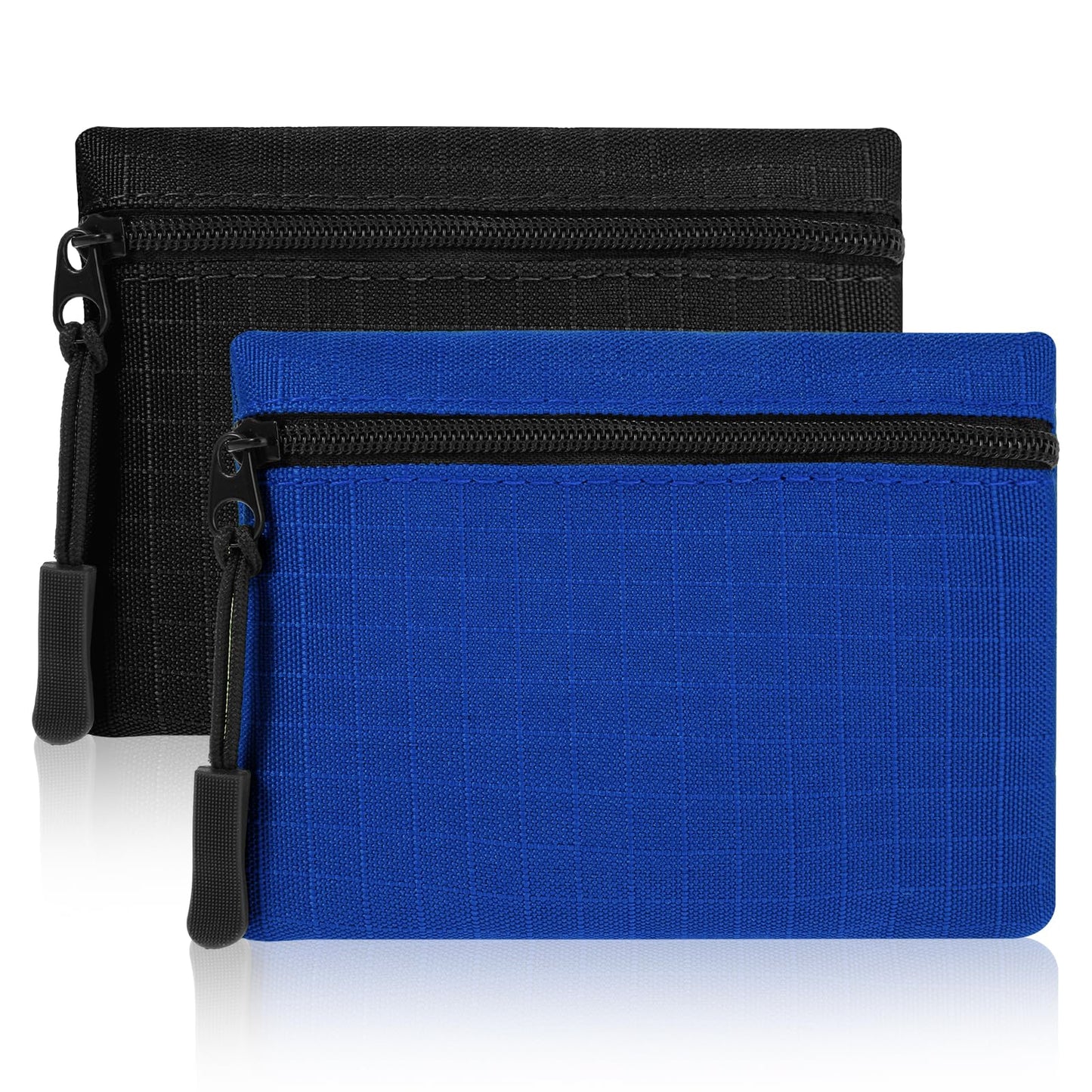 GEEHUA 2-Pack Coin Purse Pouch, Portable Coin Bag Oxford Cloth Water Proof Wallet Slim Zipped Mini Coin Pouch for Women Men