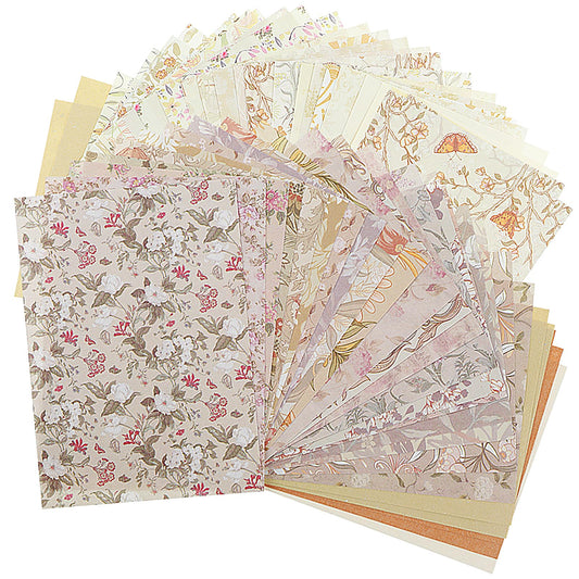 AOZUO Scrapbook Papers, 80pcs Vintage Floral Textured Paper Label Stickers Set Decorative Aesthetic Stationery Planner Scrapbooking Junk Journal Supplies for Writing Drawing DIY Art Craft(Style A)