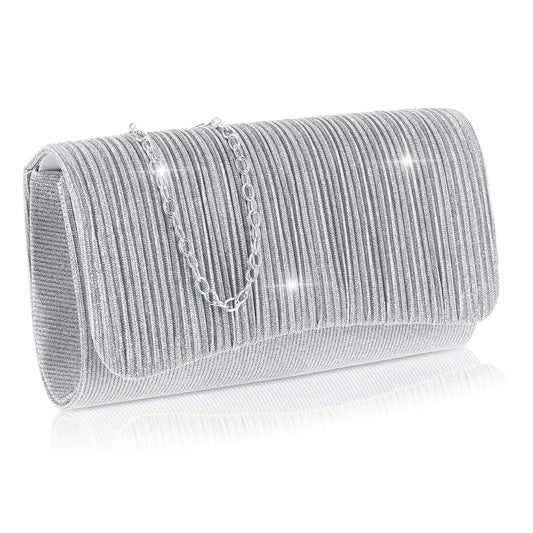 simarro Women's Evening Banquet Bag, Fashion Simple Clutch Bag Purses Ladies' Party Handbags Envelope Handbags for Women's Prom Wedding Christmas New Year Party(Silver)