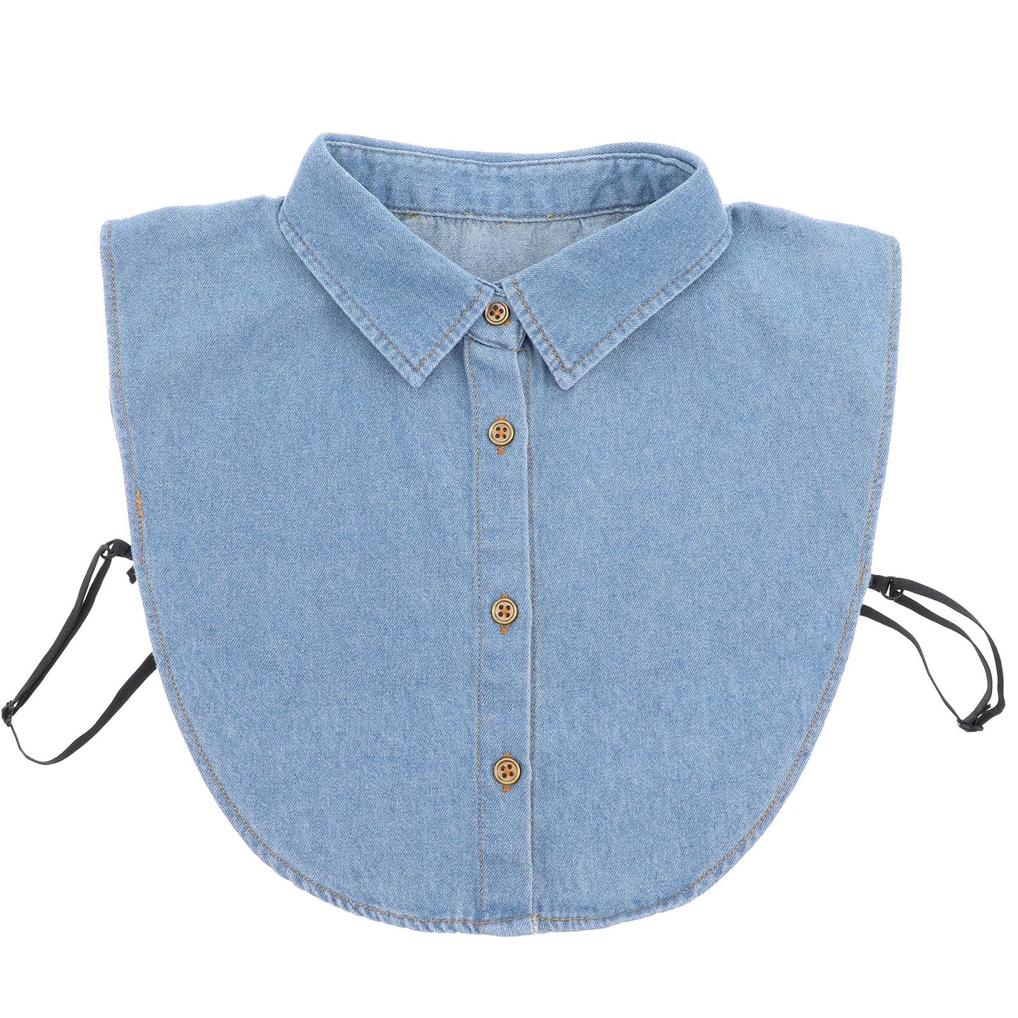 JIEYAO Denim Detachable Collar, Fake Collar Dickey Blouse Top for Women Removable Decorative Collar Accessory with Buttons