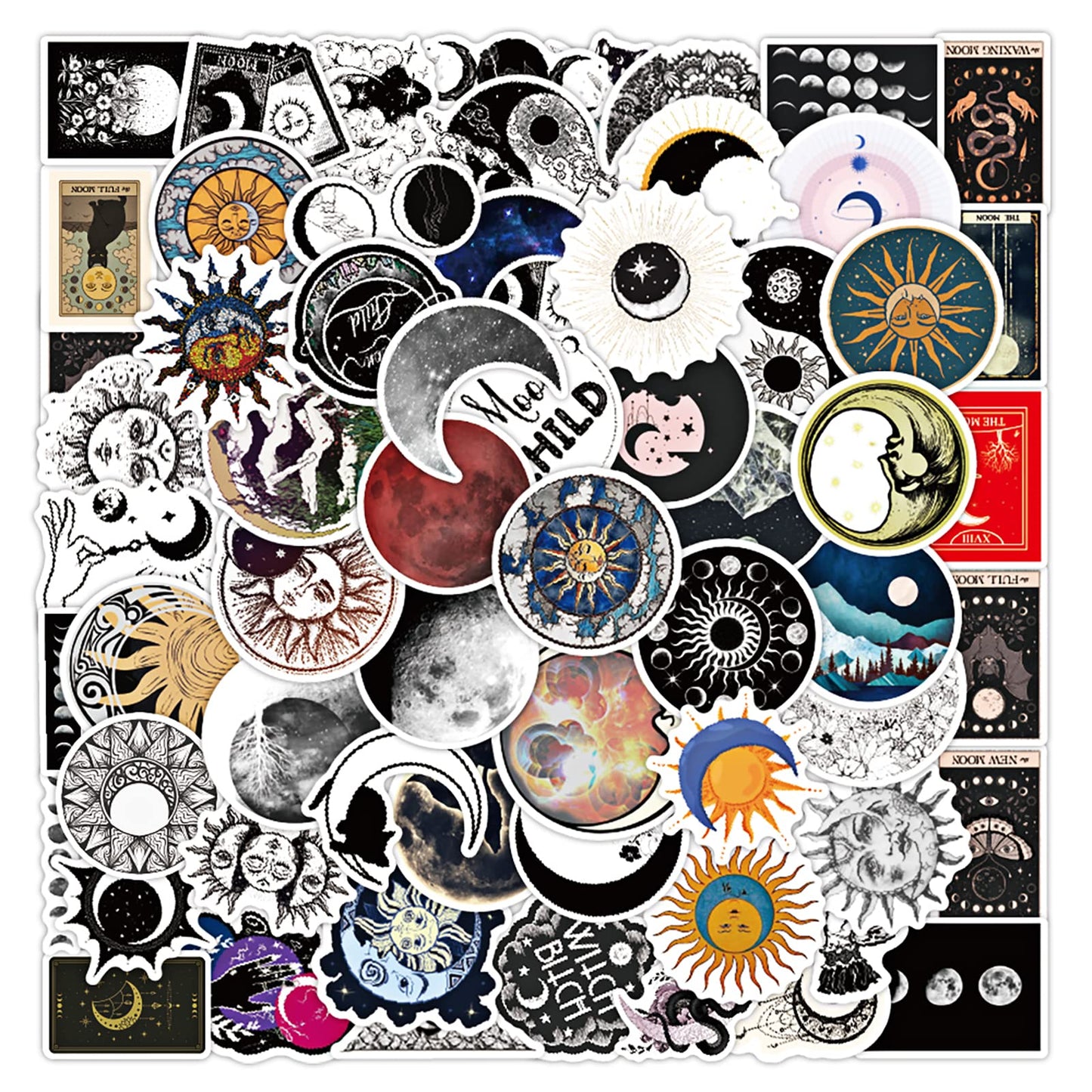 TIESOME Mystical Stickers, 50Pcs Astrology Graffiti Stickers Waterproof Stickers for Laptop Scrapbook Water Bottle Phone Notebooks Diary
