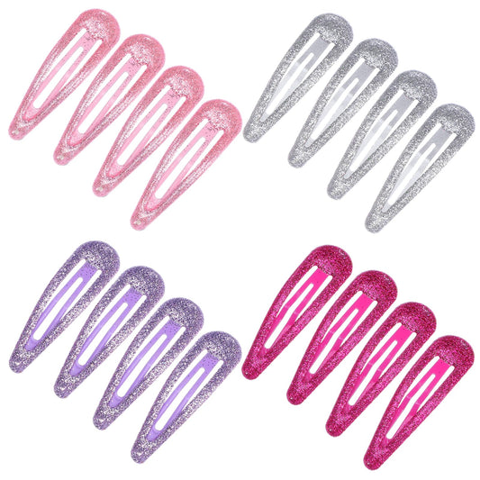AOZUO Pack of 16 Hair Clips Girls, Metal Glitter Hair Snap Clips, Colourful Sequins Hair Clips Girls Children Glitter Hair Clips Hair Clips Glitter Kids Glitter Girls Accessories Silver