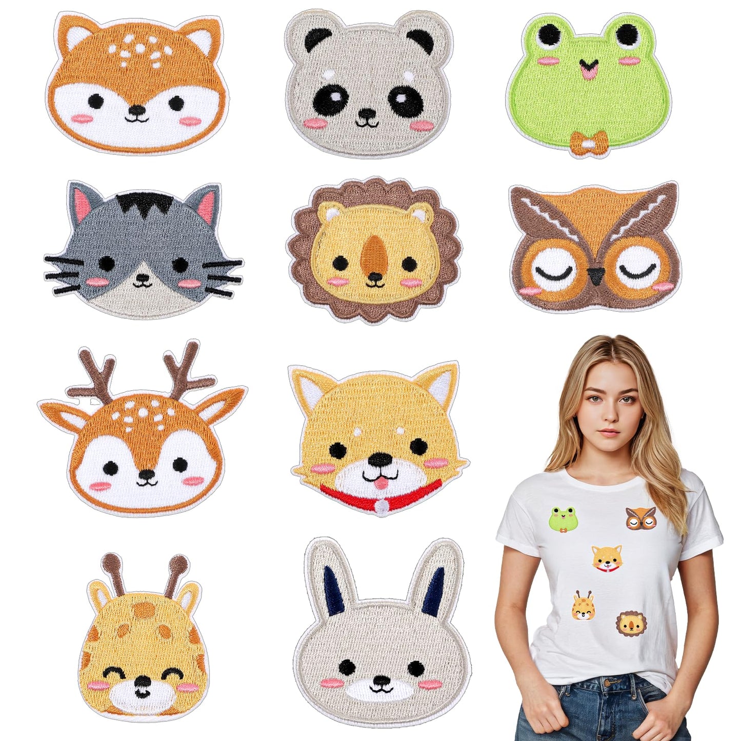 Yuanchu 10 Pcs Cute Animals Iron on Patches, Woodland Animals Iron on Patches Cartoon Embroidered Patches Sew On Patches for Dresses Jeans Hats Shoes Shirts Jackets Backpacks