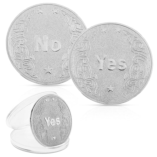 Amaxiu 2 Pcs Yes No Challenge Coin, Decision Maker Coin Lucky Decision Coin Double Sided Choice Coin Coins Antique Collection(Silver)