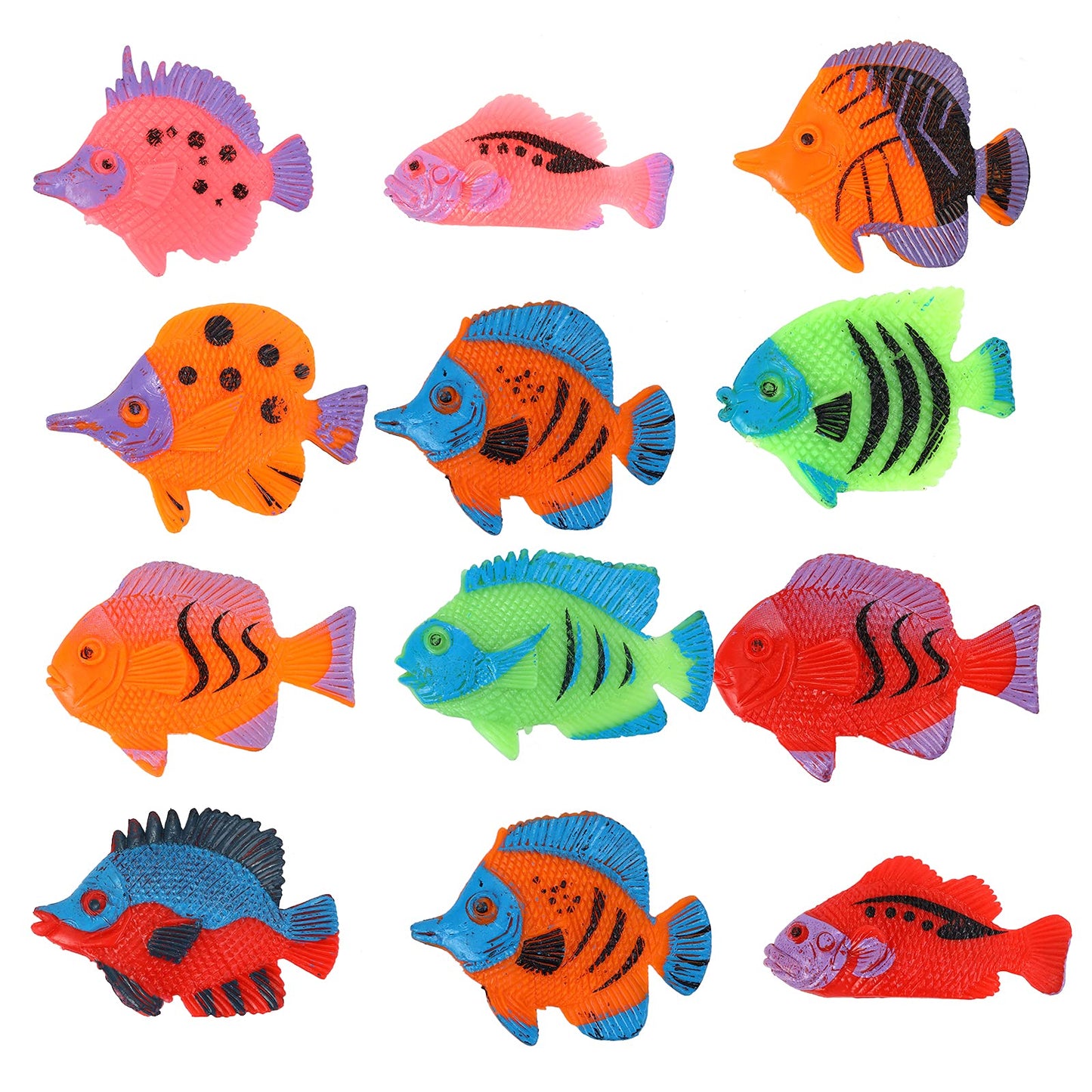 Molain Tropical Fish Toys, 12 Pieces Mini Tropical Fish Party Favors Plastic Fish Toys for Boys, Girls, Kids