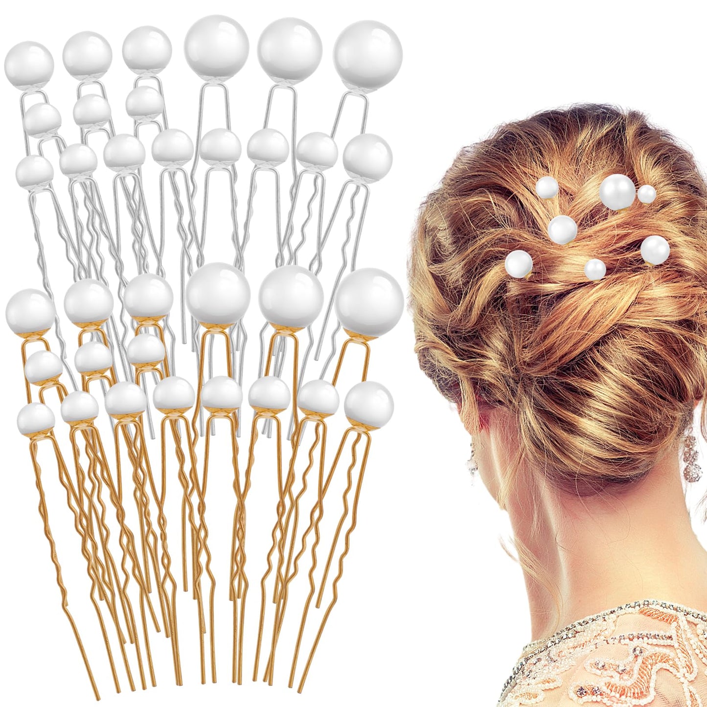 Yuanchu 36 Pieces Wedding Pearl Hair Pins, Pearl Hair Accessories Hair Pearls U Shape Pin Wedding Hair Pins Pearl Bobby Pins Wedding Accessories for Women Bride Bridesmaid