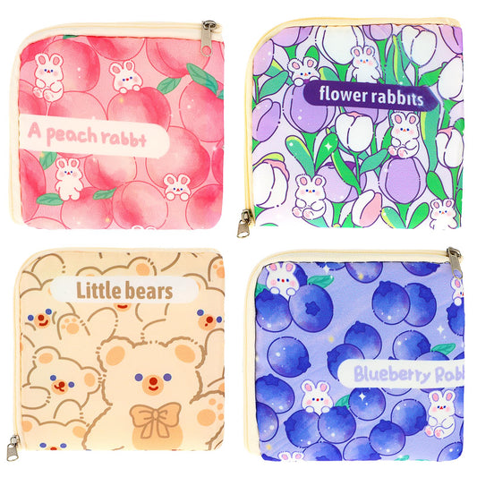 cobee 4PCS Sanitary Napkin Storage Bag, Portable Period Pouch Cute Cartoon Tampon Pouches with Smooth Zipper Small Menstrual Pad Purse for Period Teen Girls Women Feminine