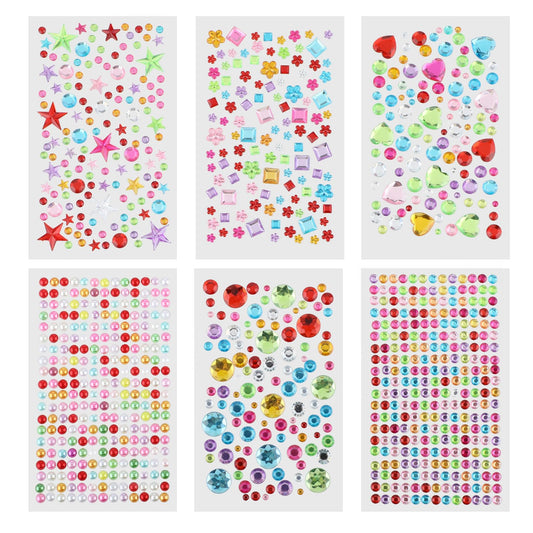 Bewudy 1080 PCS Gem Stickers, Self Adhesive Rhinestone Stickers Bling Jewel for DIY Crafts Sparkly Flatback Rhinestone Stickers Crystal Sticker for Card Making Decorations