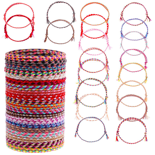 AOZUO 20 Pack Friendship Bracelets Colorful Braided Bracelet Braided Wrap Colorful Handmade Braided Cord Bracelets Adjustable