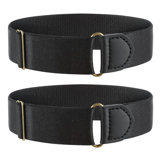 Molain 1 Pair Unisex Anti-Slip Shirt Sleeve Holders, Elastic Adjustable Armband with Non-slip Closure Clips Black Shirt Long Sleeve Holders Armband Sleeve Garters Armbands for Band Stretch Garters