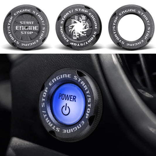 cobee Car Engine Start Stop Button Cover, Metal Spin Protective Cover Push Start Button Cover Rotating one Key Start Button Cover Car Interior Accessories DIY Car Decoration