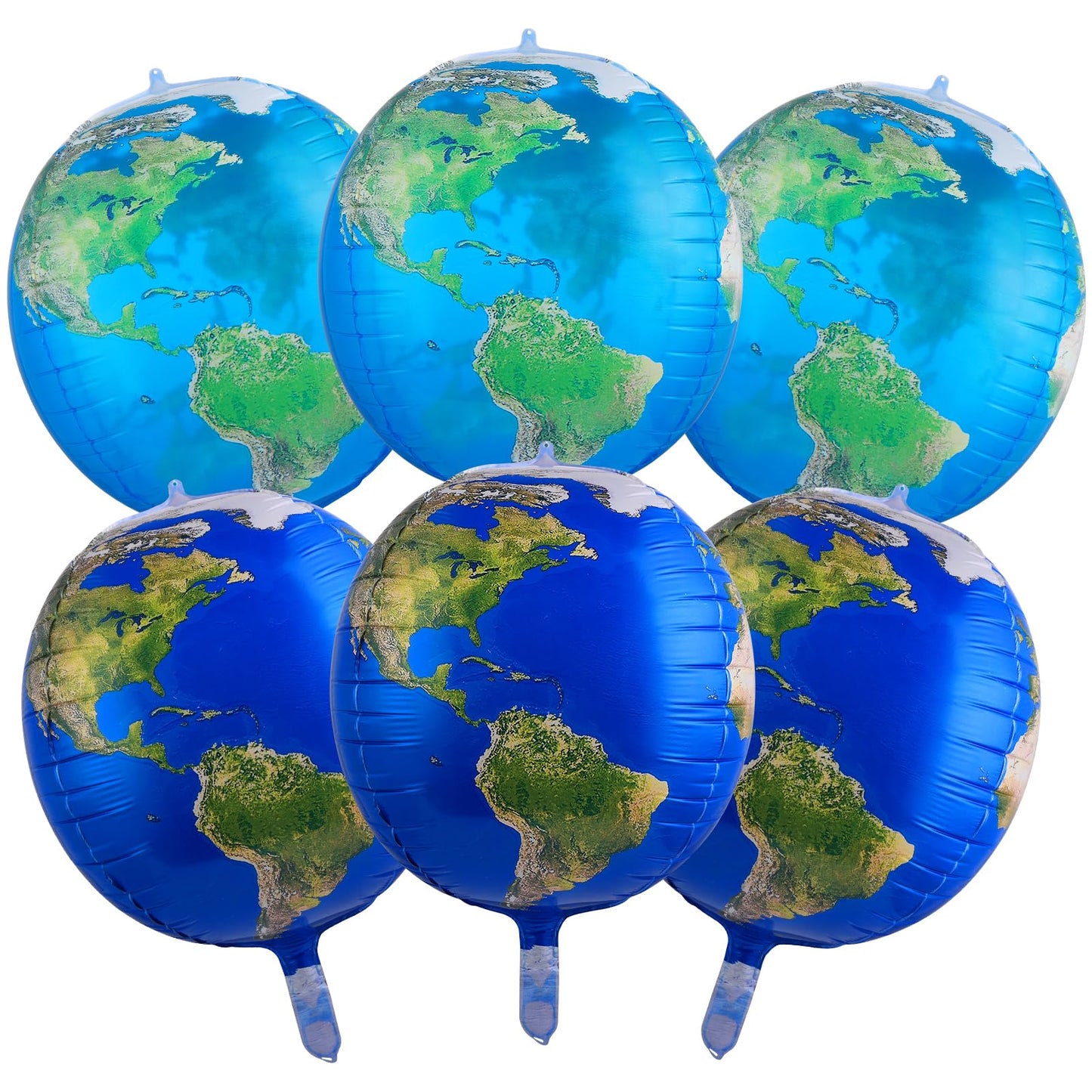 Amabro 6 PCS Globe Balloons Set, 22 Inch Earth Globe Balloon Transparent World Map Balloon Planet Balloons Blue Earth 4D Foil Balloon School Decoration Globe Travel Space