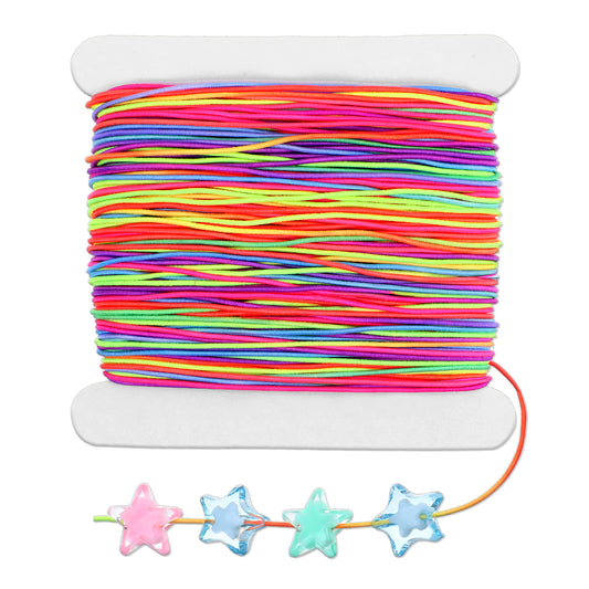 HJZHII Elastic Bracelet String, 1mm X 50m Stretchy Rainbow Bracelets String Beading Cord Threads for Bracelet Making Rainbow Color Stretch String Cord for Bracelet Necklaces Crafts Jewelry Making