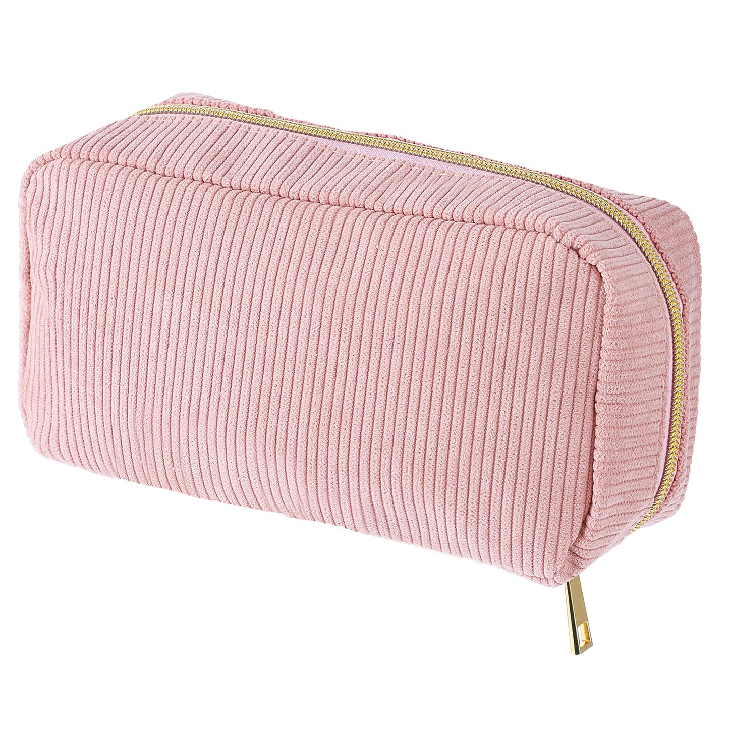 Giantree Corduroy Cosmetic Bag for Women, Large Capacity Makeup Bag Travel Toiletry Bag Zipper Pouch Cosmetic Organizer Bag Cute Small Makeup Bag Gift for Women and Girls(Pink)