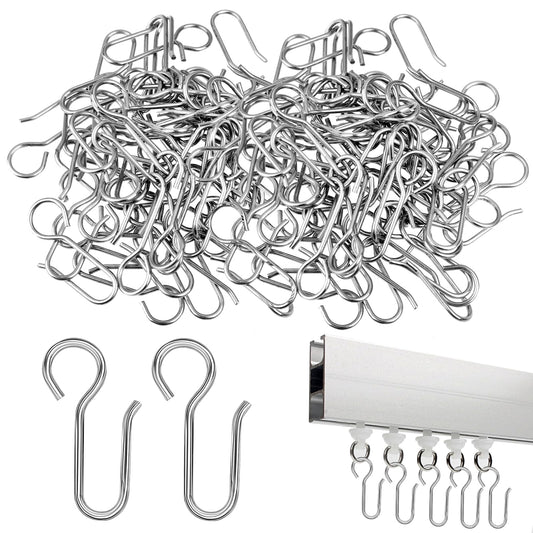 Giantree 60 Pcs S Shaped Shower Curtain Hooks, Rust Proof Metal Shower Curtain Hooks Rings for Bathroom High Load-bearing Smooth Glide Curtain Hooks Curtain Hangers for Shower Curtain Rod